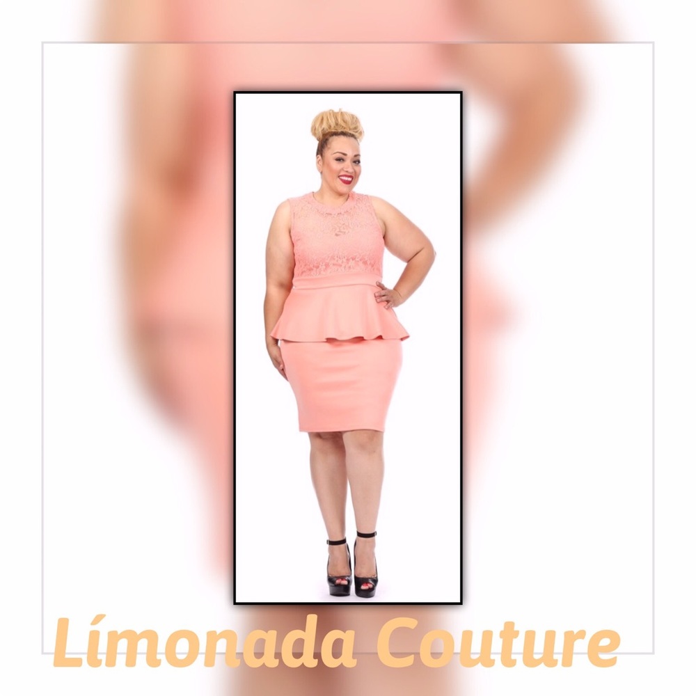 Plus Size Peach Peplum Dress